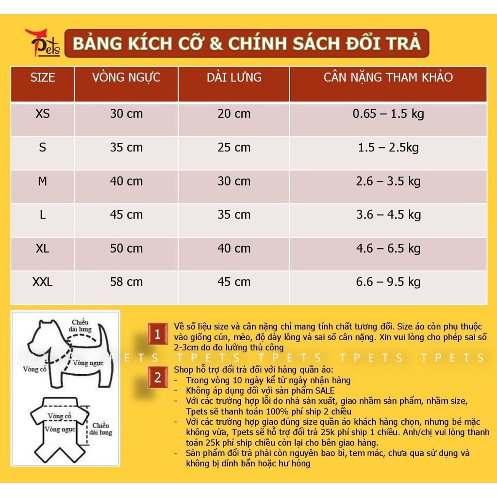 Áo thun tay ngắn nhiều họa tiết đỏ trắng cho cún và mèo thương hiệu TPETS