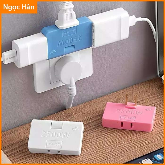 Đầu Chia Phích Cắm 2 Chân Dẹp 1 Ra 3 Model 608A Nhỏ Gọn Trục Linh Hoạt Chịu Tải 2500W ngochanshop
