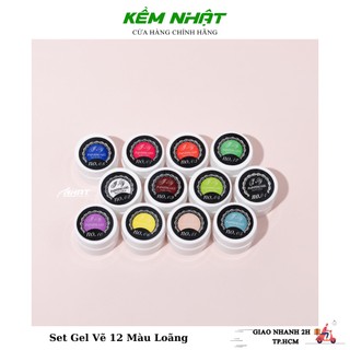 Set Gel Vẽ Móng 12 Màu Loãng