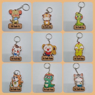 Móc đeo chìa khóa 12 con giáp bằng gỗ mk22012