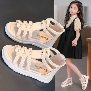 Sandal chiến binh quai tết cho bé gái 1-6 tuổi da mềm khoá kéo phong cách Hàn Quốc cho bé K015
