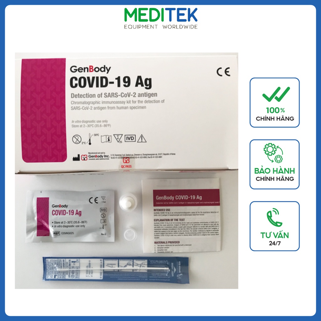 Bộ test nhanh GenBody COVID-19 Ag của Hàn Quốc, Hộp/25 test