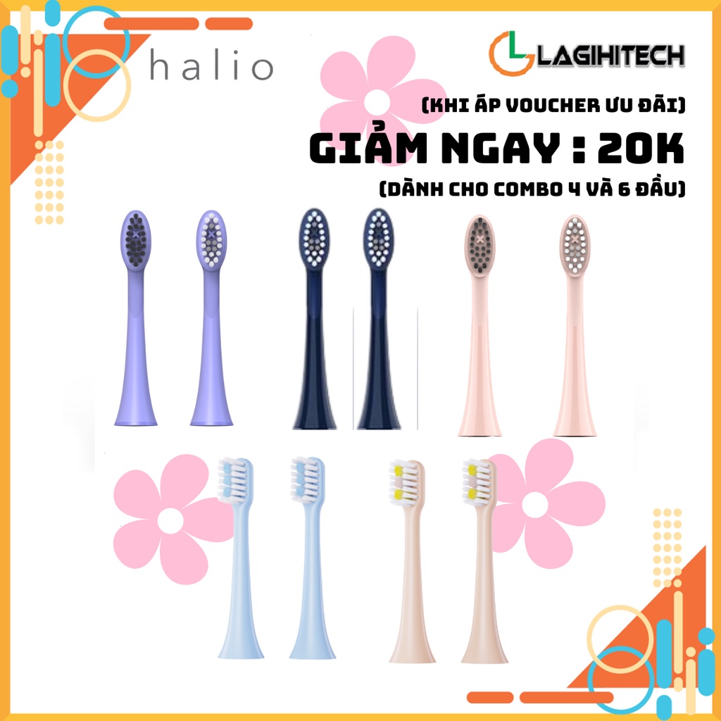 Combo Đầu Bàn Chải Điện Halio Sonic Whitening PRO SmartClean Toothbrush