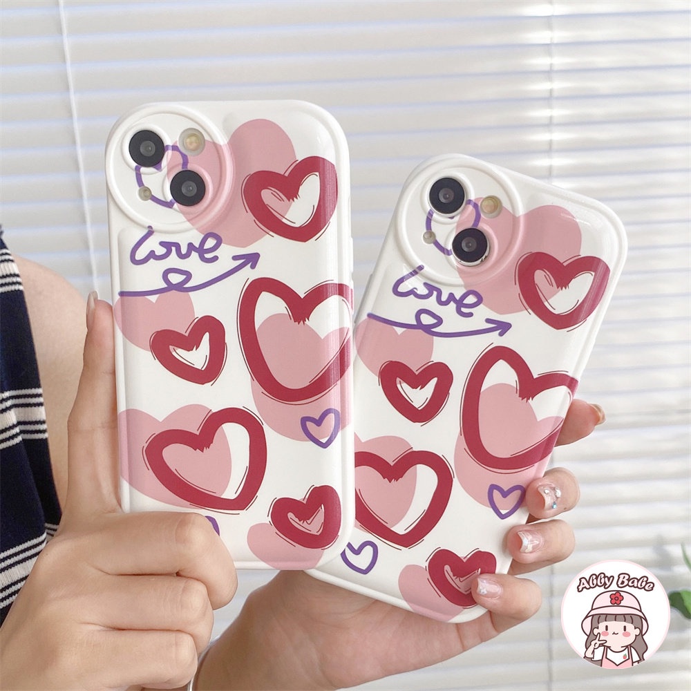 Ốp Điện Thoại TPU Mềm Bo Viền Chống Sốc Hình Trái Tim Graffiti Cho IPhone 14 Pro Max 11 7Plus 13 12 11 Pro Max X XS XR