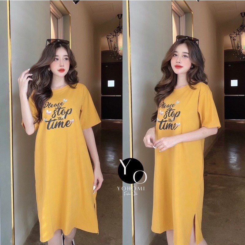 Váy suông chữ a from rộng thun cotton thái cao cấp cổ tròn tay ngắn dưới 60kg D14914