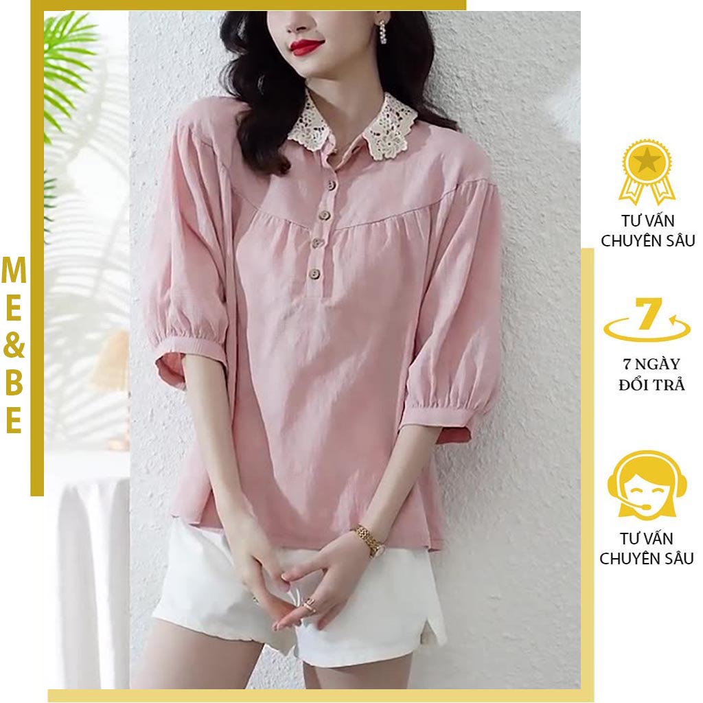 ÁO BẦU CÔNG SỞ MÙA HÈ TAY LỠ CỔ PHỐI REN CHẤT ĐẸP - ÁO SƠ MI BẦU DÁNG SUÔNG TIỂU THƯ SANG CHẢNH