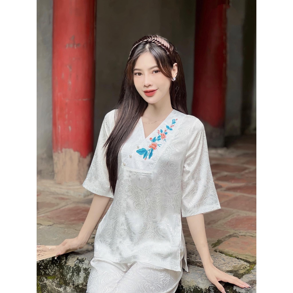Đồ Lam Đi Chùa Chất Vải Gấm G5
