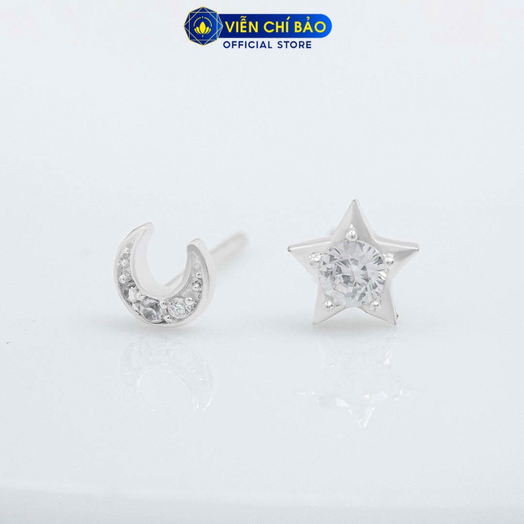 Khuyên tai bạc nữ trăng sao chất liệu bạc 925 thời trang phụ kiện trang sức nữ Viễn Chí Bảo E0100
