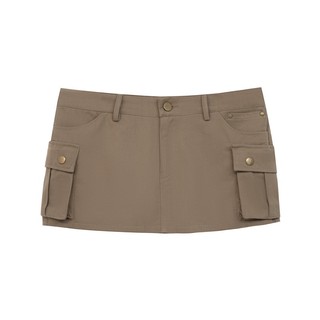 Wednesday chân váy kaki lưng thấp - khaki skirt