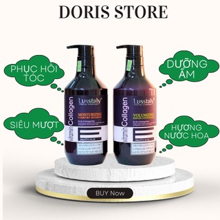 Cặp Dầu Gội Dầu Xả Dưỡng Ẩm Phục Hồi Kích Thích Mọc Tóc Lusstaly Vitamin E 500ML