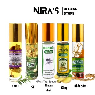 (Auth)Dầu gió lăn Thái Lan 8ml các vị nhân sâm, gừng, khuynh diệp, sả, bạc hà