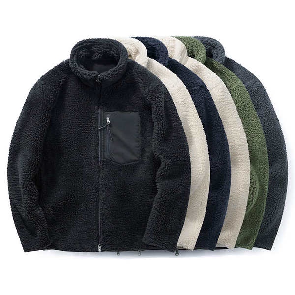 Áo Khoác Lông Cừu Giả Khóa Kéo Thời Trang Thu Đông Cho Nam Nữ