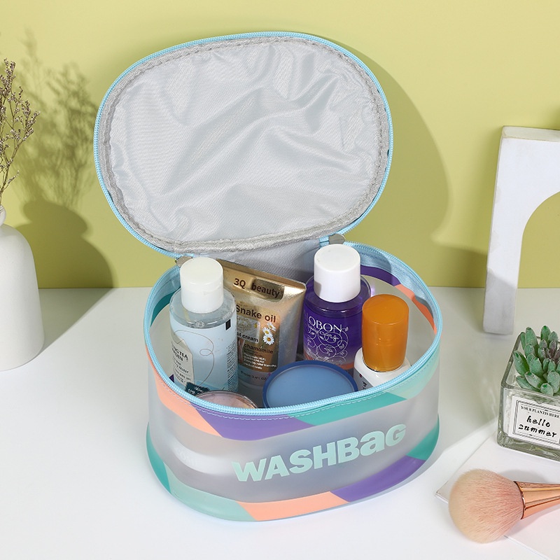 Túi Đựng Mỹ Phẩm Bằng Da PU Trong Mờ Chống Thấm Nước In Chữ Thời Trang