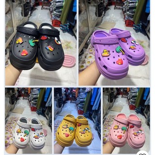 Dép sục nhựa đế cao nữ nhiều màu kèm 6 stick size 36-40