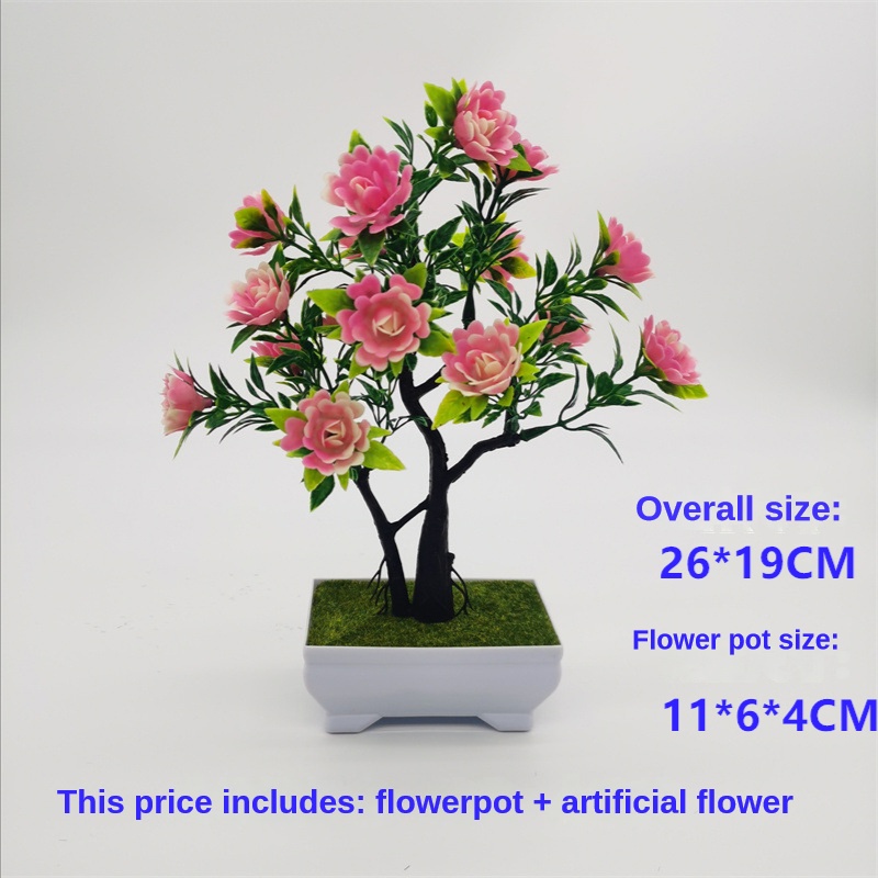 Chậu Hoa Hồng Giả Bằng Nhựa Dùng Trang Trí Nhà Cửa / Văn Phòng