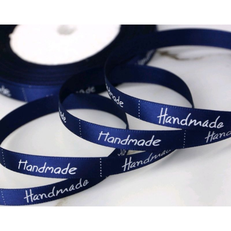 Cuộn 22 mét ruy băng lụa có chữ Handmade