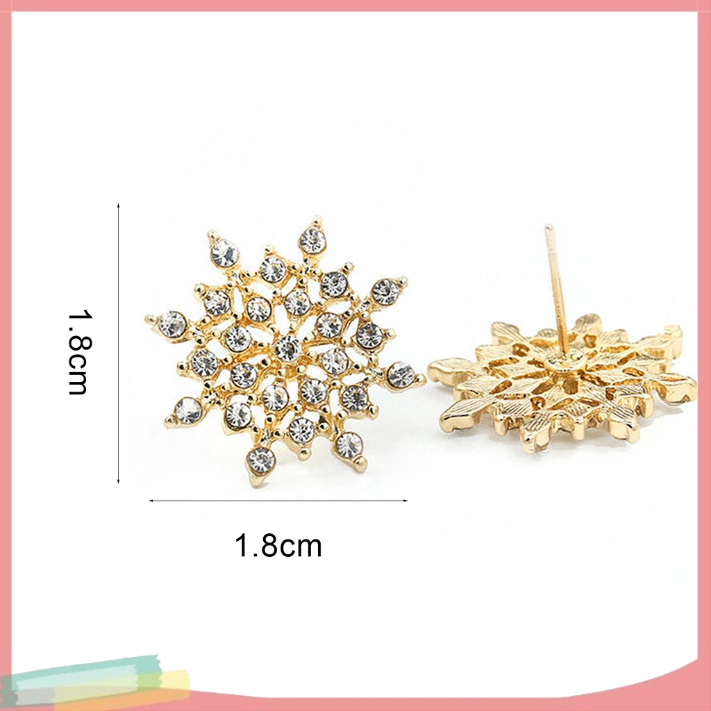 1 Đôi Bông Tai Hình Bông Tuyết Đính Đá Thời Trang Dành Cho Nữ