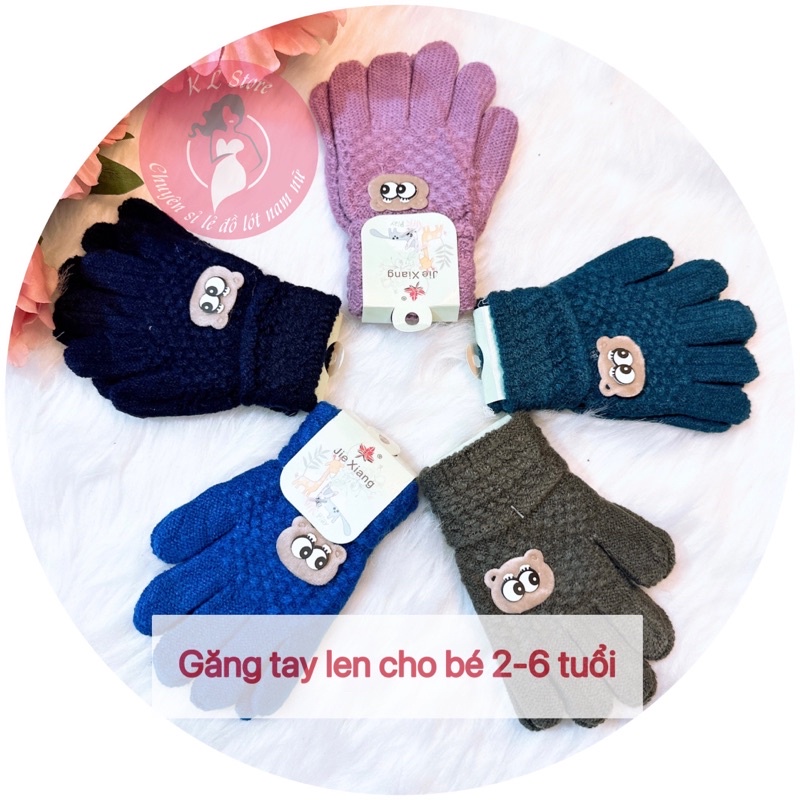Găng tay len cho bé tư 2-6 tuổi, chất len dày dặn siêu ấm