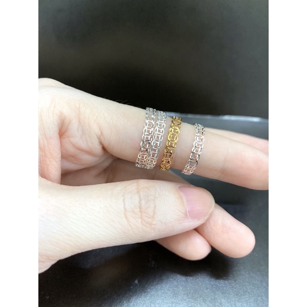 Nhẫn 1 hàng bản nhỏ 3 mm xi bạch kim - Bạc Ý 925 xi bạch kim