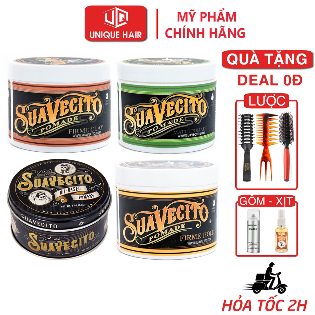 Sáp Vuốt Tóc Nam Suavecito (Strong Hold , Firme Clay , Oil Based , Matte Pomade , Dark Woods )