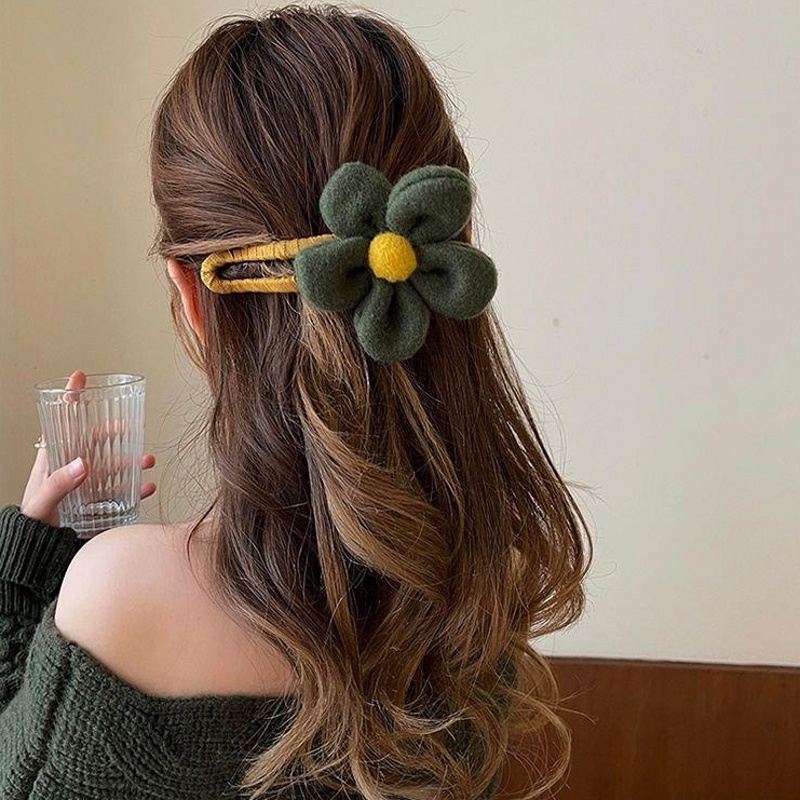 Kẹp Tóc / Kẹp Tóc Đuôi Ngựa / Kẹp Tóc Đơn Giản Hình Hoa Bằng Vải Bông Dễ Thương Ngọt Ngào Dành Cho Bạn Gái / Phụ Kiện Tóc Đuôi Ngựa
