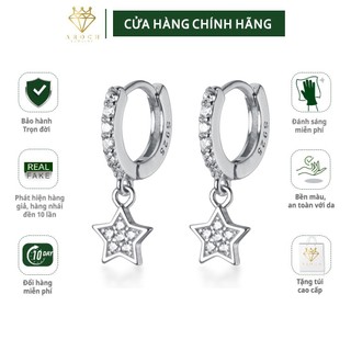 Khuyên tai bạc Ý s925 gắn sao 5 cánh G6163 - AROCH Jewelry