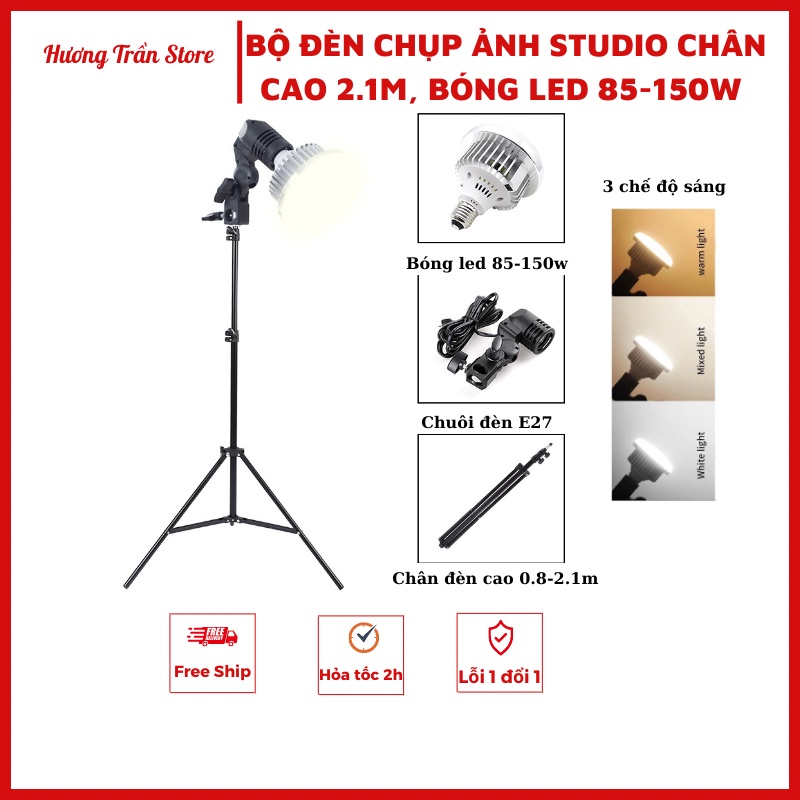 Bộ đèn chụp ảnh chân cao 0.8-2.1m, đèn led 3 chế độ sáng kèm remote chỉnh đèn, phù hợp cho chụp ảnh Studio, quay clip