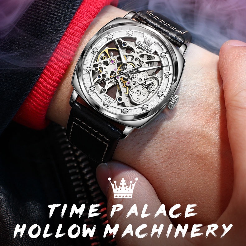 Đồng Hồ Nam Olevs Máy Cơ Size 40mm,Dây Đeo Bằng Da,Kim Dạ Quang,Chống Nước 30m,Bảo Hành Toàn Quốc 12 Tháng