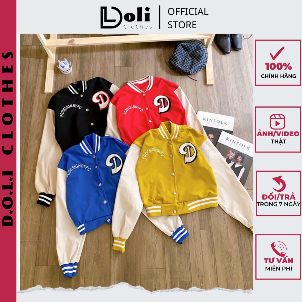Áo Bomber Croptop Nữ D dưới 65kg - Áo Khoác Nữ Dáng Ngắn In Hình Nhiều Màu G0178 - DOLI Clothes