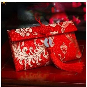 Bao Lì Xì May Mắn Màu Đỏ Thổ Cẩm Trung Hoa Thủ Công Làm Quà Tặng Lễ Hội Mùa Xuân Cny