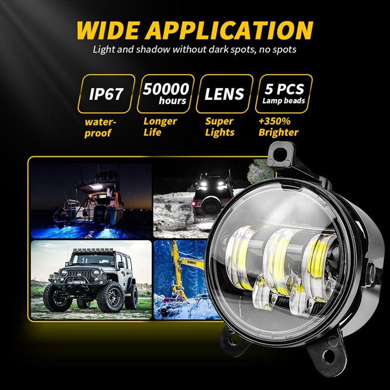 Cặp Đèn Pha LED Sương Mù Hình Tròn 3.5 Inch Cho Xe Hơi Lada