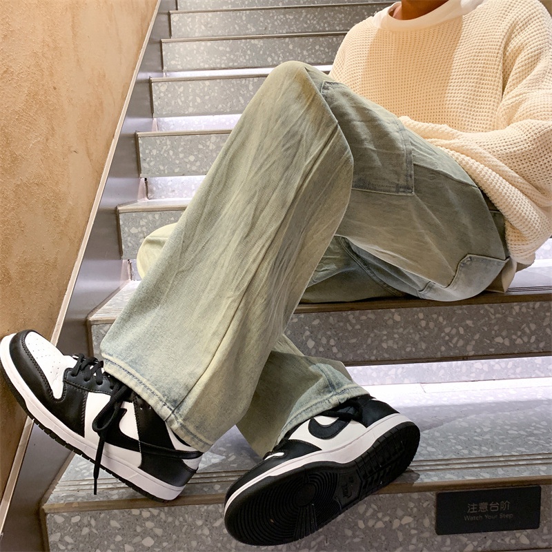 Quần Jean Dài Dáng Rộng Ống Suông Phong Cách Retro Dành Cho Nam