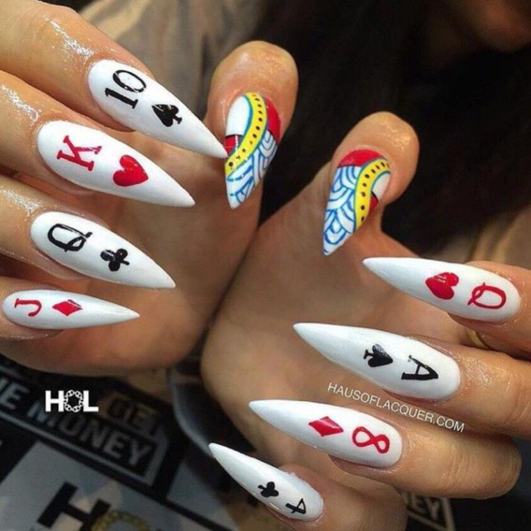 Sticker dán móng trang trí nail mẫu lá bài cơ rô chuồng bích nhiều mẫu mới