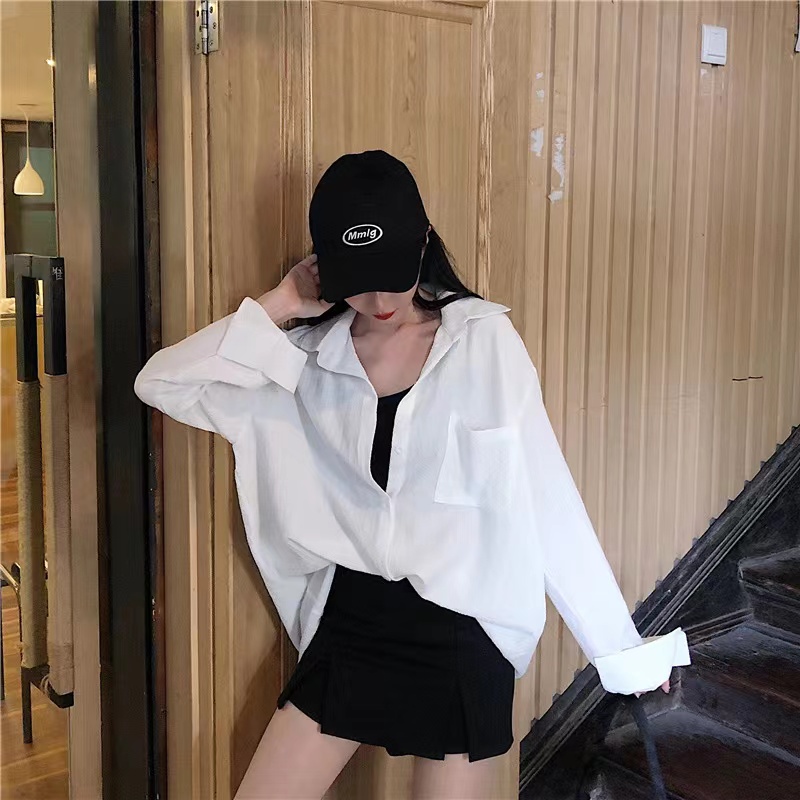 Áo sơ mi SUXI dài tay dáng rộng phong cách Hàn Quốc đơn giản thời trang dành cho nữ