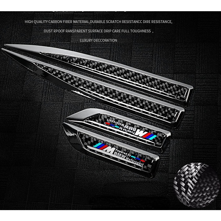 FENDER Bộ 4 Miếng Dán Sợi Carbon Trang Trí Lỗ Thông Khí Thân Xe Hơi BMW M X1 X3 X5 F10 F01 F11 F20 F30 E34 E36 E87 E39