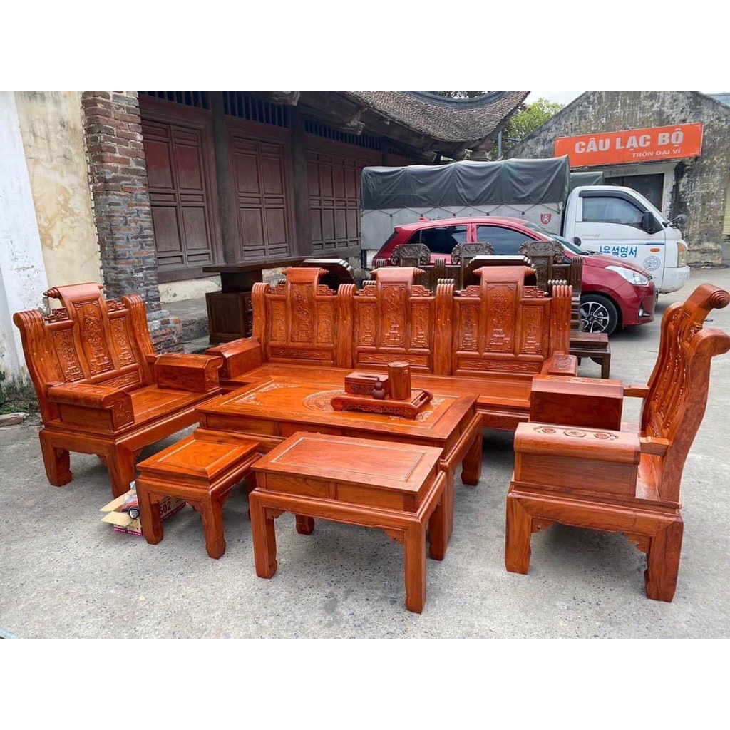 Bộ Bàn Ghế Âu Á Hộp Cuốn Thư Gỗ Hương Đá