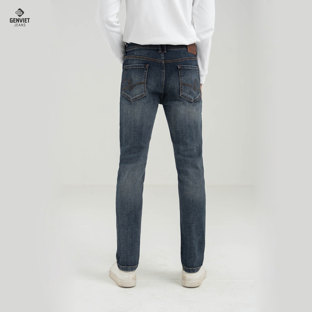 [Mã FATOP12 giảm 30K đơn 150K] Quần Jeans Nam GENVIET Loang Phối Rách Nhẹ Chất Bò Denim Cao Cấp T1103J8066