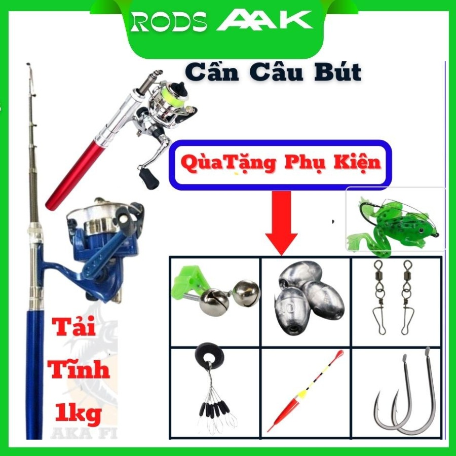 Cần câu máy bút mini tải cá 6kg đủ bộ cần câu rút chuyên câu cá lăng xê câu lục câu rô chép chất lượng giá rẻ