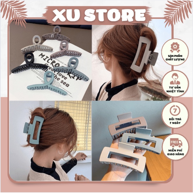Kẹp Tóc vuông Cỡ Lớn nhám Thiết Kế Đơn Giản Thời Trang Hàn Quốc Xinh Xắn.