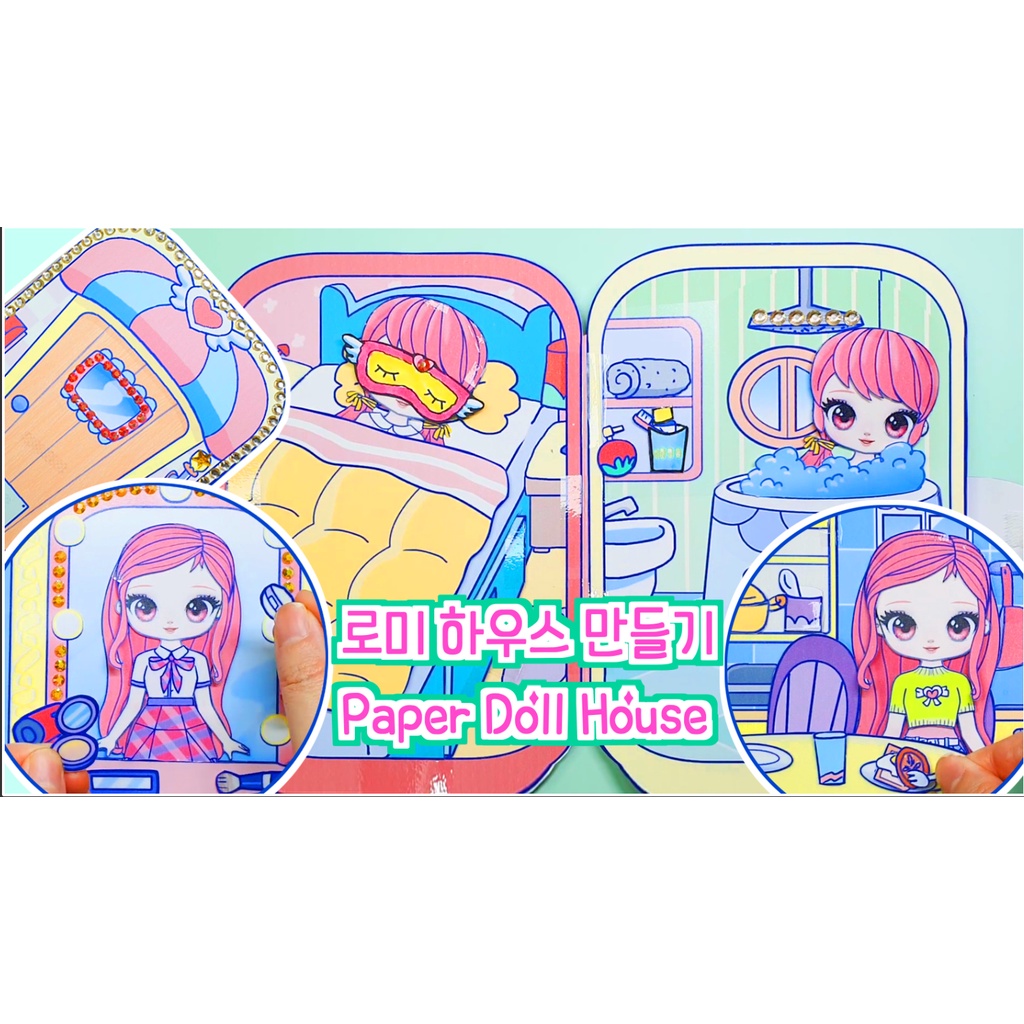 ĐỒ CHƠI BÚP BE GIẤY hàn quốc dễ thương đầy đủ tóc và quần áo cắt sẵn