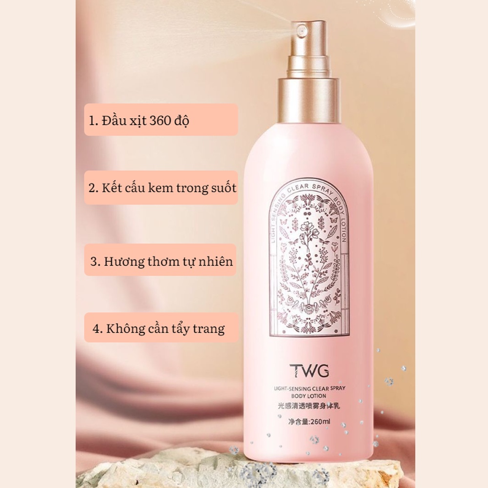 Xịt Dưỡng Thể Trắng Da TWG -  Sữa Dưỡng Thể TWG Giảm Mụn Lưng, Mờ Thâm, Da Trắng Mềm Mịn