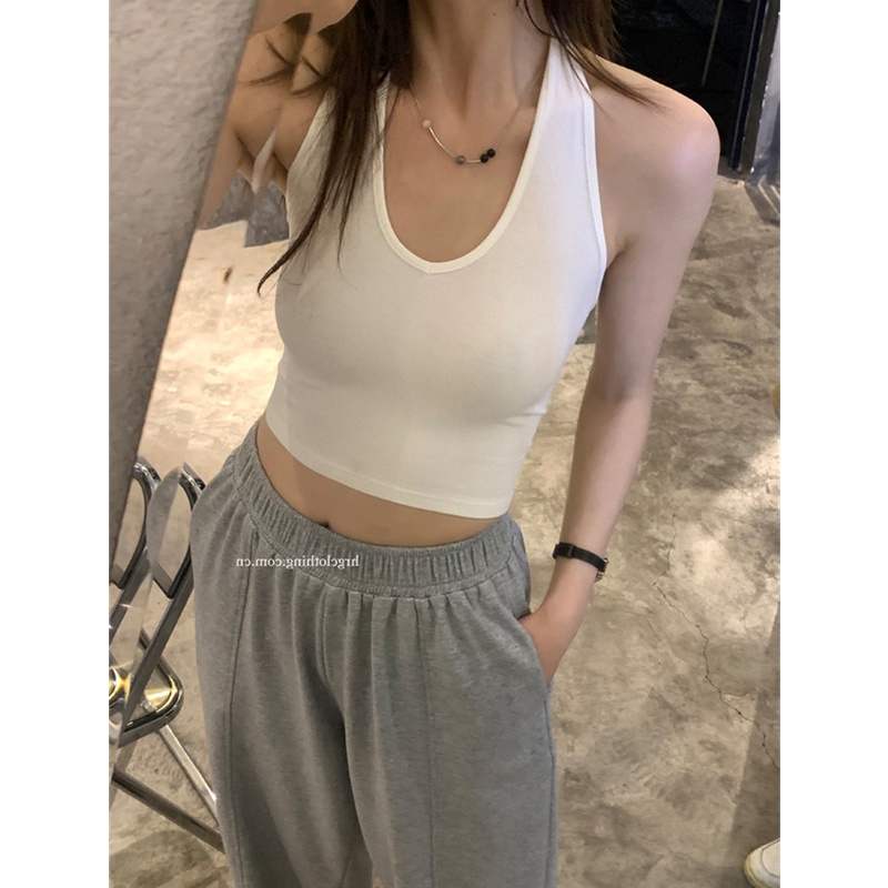 NRVP Áo Tank Top Đơn Co Giãn Phong Cách Hàn Quốc Mới Với Đệm Lót