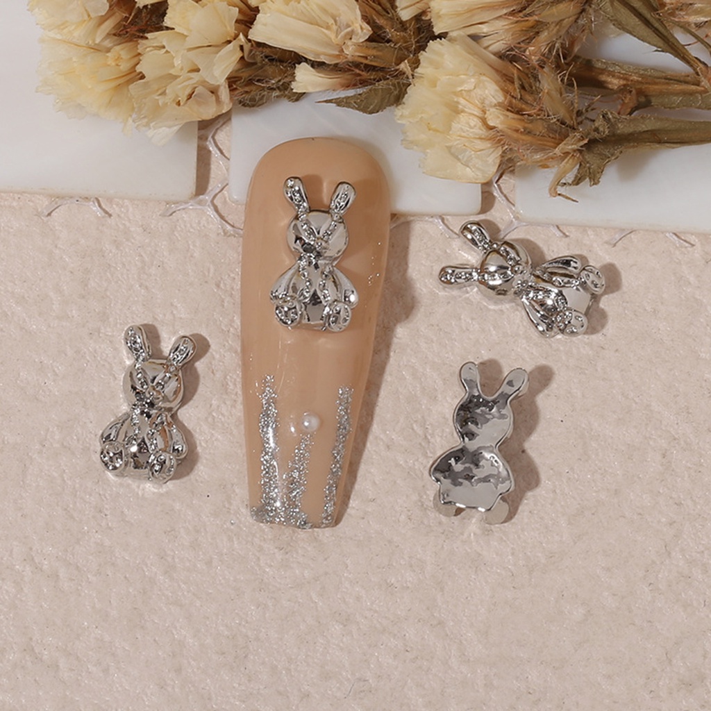 [beautymart] Set 10 Phụ Kiện Trang Trí Móng Tay Nghệ Thuật Hình Gấu Nơ Trái Tim Ba Chiều Không Rơi Bằng Hợp Kim