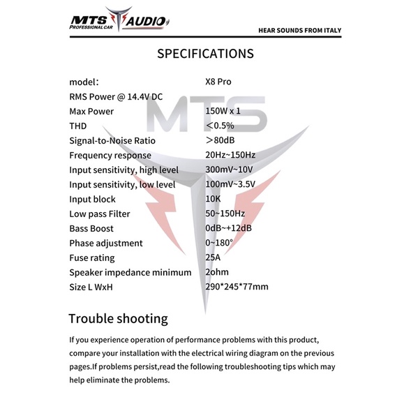 Loa bass nắp trong ô tô MTS - X8 PRO