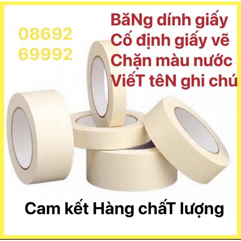 Băng keo giấy viết tên ghi chú chặn màu sơn vẽ khổ 5cm x 2cm x1cm
