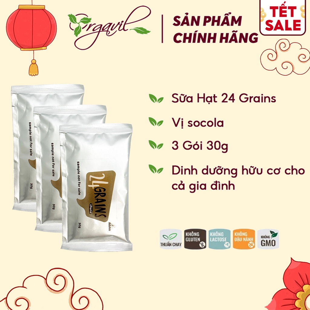 Sữa Hạt Cho Mẹ Bầu 24 Grains Vị Cacao gói 30g x 3 gói ( 90g ) - Dinh Dưỡng Cho Mẹ Bầu - Orgavil Việt Nam