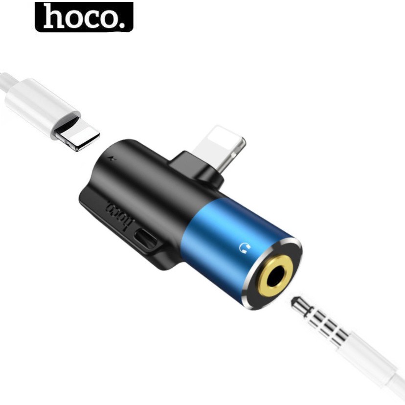 Jack chuyển đổi tai nghe ip HOCO giắc cắm 3.5mm vừa sạc vừa nghe nhạc dùng 14 12 13 11 xsmax 7