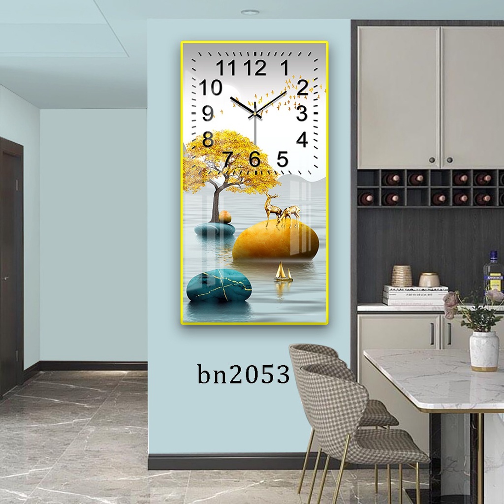 Tranh Đồng Hồ Tráng Gương 5D Hươu Tài Lộc - Simple House, Trang Trí Phòng Khách, Decor Phòng Làm Việc, Mừng Tân Gia