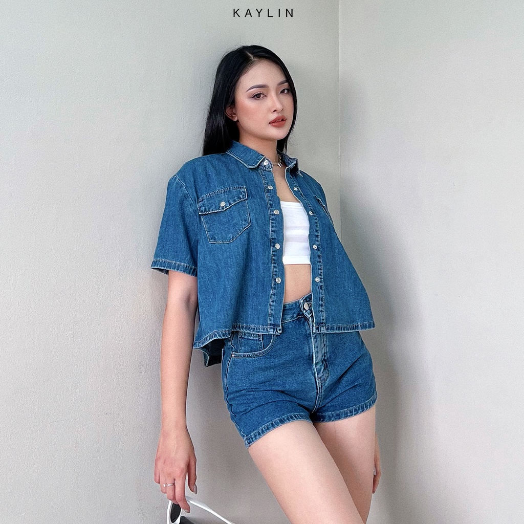 Set quần đùi phối áo sơ mi jeans KAYLIN - N1794