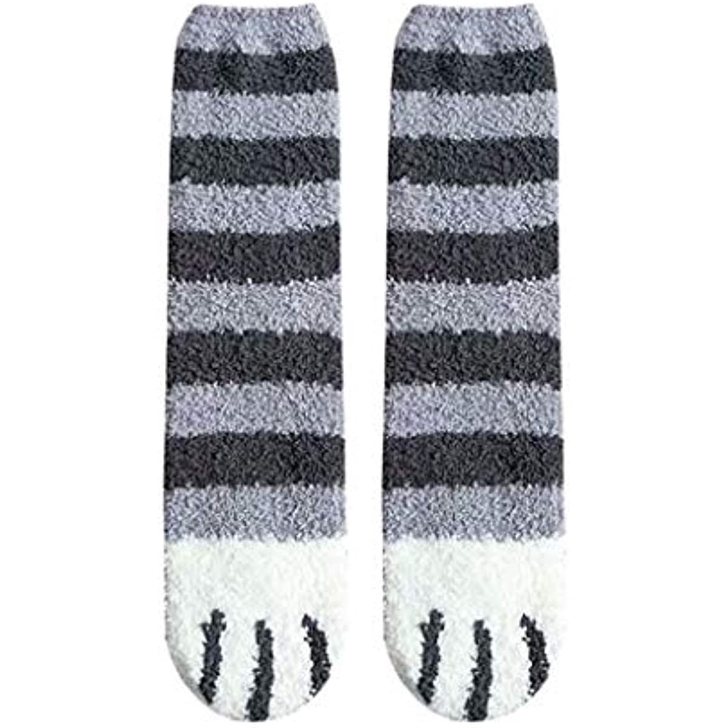 Vớ Nhung San Hô Dày Giữ Ấm Họa Tiết Móng Vuốt Động Vật Hoạt Hình Dễ Thương Cho Nữ